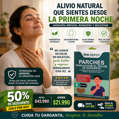 Parches Descongestionantes para Garganta Irritada, Ronquera y Molestias
