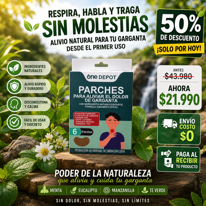 Parches Descongestionantes para Garganta Irritada, Ronquera y Molestias