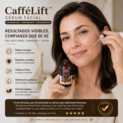 CafféLift™ — Sérum Facial Antiarrugas + Reafirmante + Antimanchas